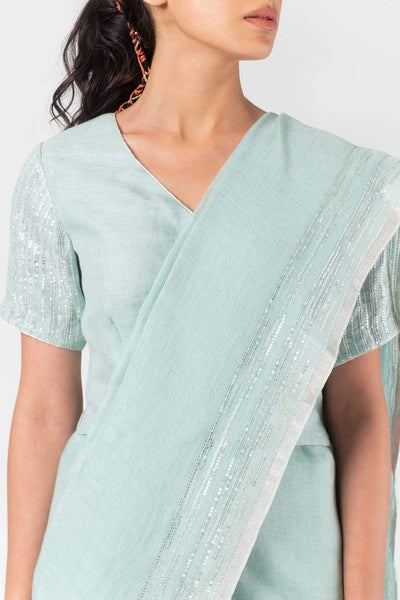 Powder Blue Linen Saree Indian Clothing in Denver, CO, Aurora, CO, Boulder, CO, Fort Collins, CO, Colorado Springs, CO, Parker, CO, Highlands Ranch, CO, Cherry Creek, CO, Centennial, CO, and Longmont, CO. NATIONWIDE SHIPPING USA- India Fashion X