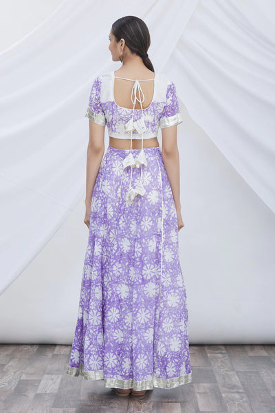 Purple Linen Floral Lehenga - Indian Clothing in Denver, CO, Aurora, CO, Boulder, CO, Fort Collins, CO, Colorado Springs, CO, Parker, CO, Highlands Ranch, CO, Cherry Creek, CO, Centennial, CO, and Longmont, CO. Nationwide shipping USA - India Fashion X