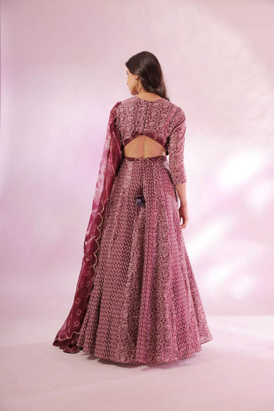 Wine Chanderi Anarkali - Indian Clothing in Denver, CO, Aurora, CO, Boulder, CO, Fort Collins, CO, Colorado Springs, CO, Parker, CO, Highlands Ranch, CO, Cherry Creek, CO, Centennial, CO, and Longmont, CO. Nationwide shipping USA - India Fashion X