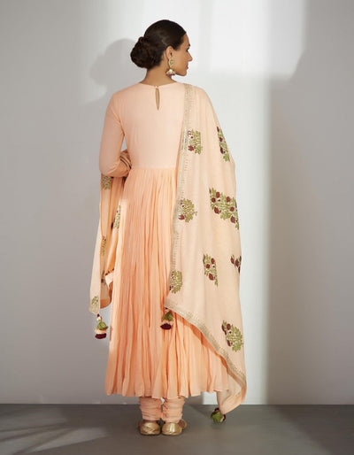 Peach Embroidered Anarkali Set - Indian Clothing in Denver, CO, Aurora, CO, Boulder, CO, Fort Collins, CO, Colorado Springs, CO, Parker, CO, Highlands Ranch, CO, Cherry Creek, CO, Centennial, CO, and Longmont, CO. Nationwide shipping USA - India Fashion X
