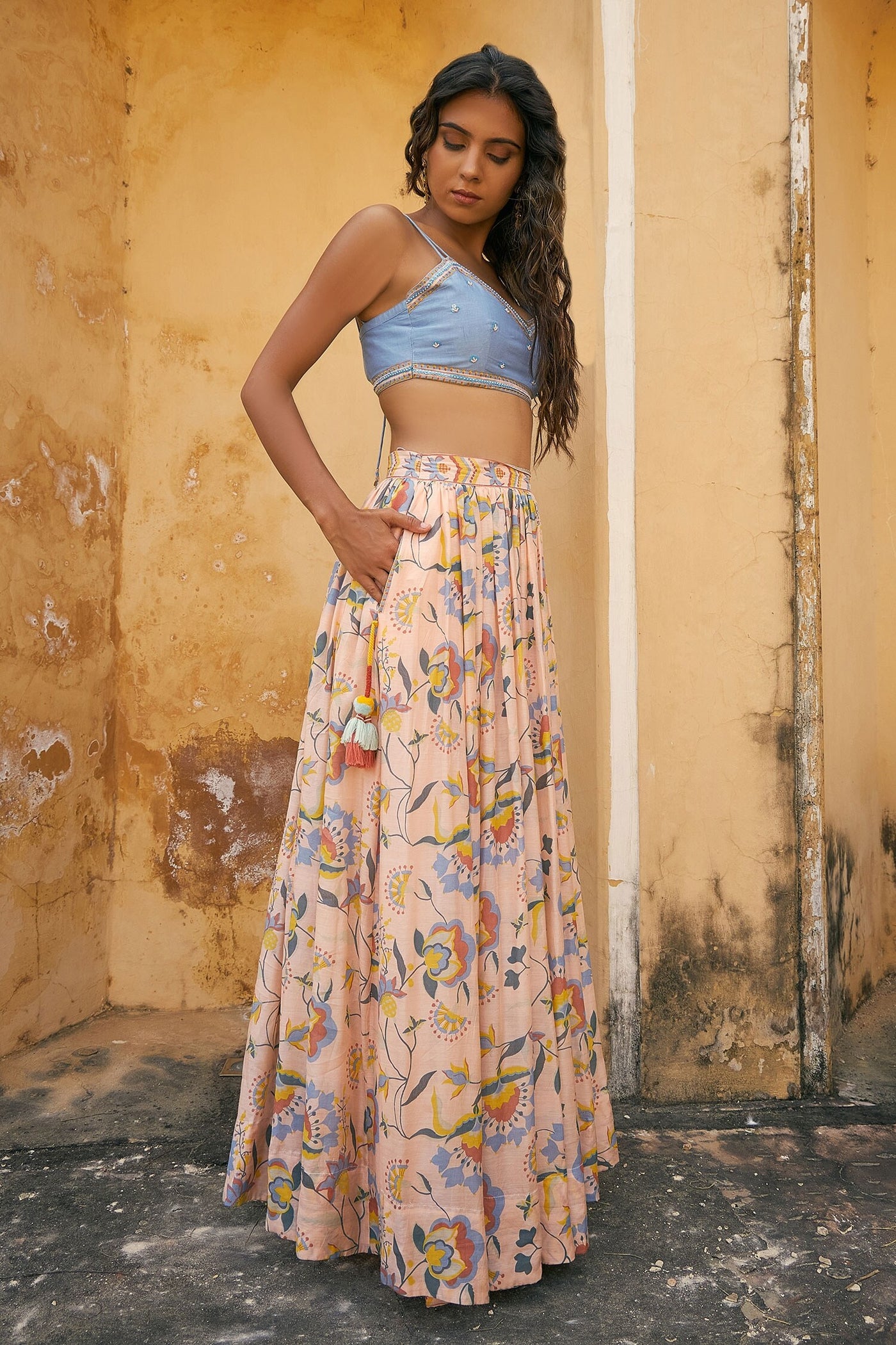 Vishudh Chanderi Choga Lehenga - Indian Clothing in Denver, CO, Aurora, CO, Boulder, CO, Fort Collins, CO, Colorado Springs, CO, Parker, CO, Highlands Ranch, CO, Cherry Creek, CO, Centennial, CO, and Longmont, CO. Nationwide shipping USA - India Fashion X