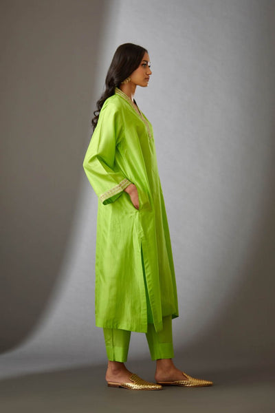 Lime Hand Embroidered Tunic Set - Indian Clothing in Denver, CO, Aurora, CO, Boulder, CO, Fort Collins, CO, Colorado Springs, CO, Parker, CO, Highlands Ranch, CO, Cherry Creek, CO, Centennial, CO, and Longmont, CO. Nationwide shipping USA - India Fashion X