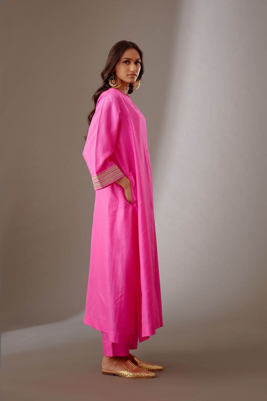 Pink Hand Embroidered Tunic Set - Indian Clothing in Denver, CO, Aurora, CO, Boulder, CO, Fort Collins, CO, Colorado Springs, CO, Parker, CO, Highlands Ranch, CO, Cherry Creek, CO, Centennial, CO, and Longmont, CO. Nationwide shipping USA - India Fashion X