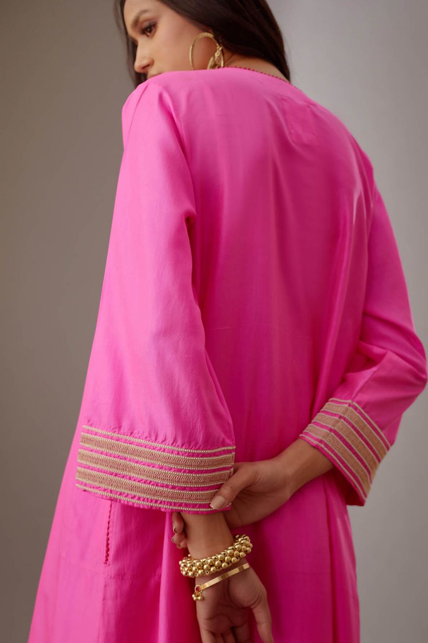 Pink Hand Embroidered Tunic Set - Indian Clothing in Denver, CO, Aurora, CO, Boulder, CO, Fort Collins, CO, Colorado Springs, CO, Parker, CO, Highlands Ranch, CO, Cherry Creek, CO, Centennial, CO, and Longmont, CO. Nationwide shipping USA - India Fashion X