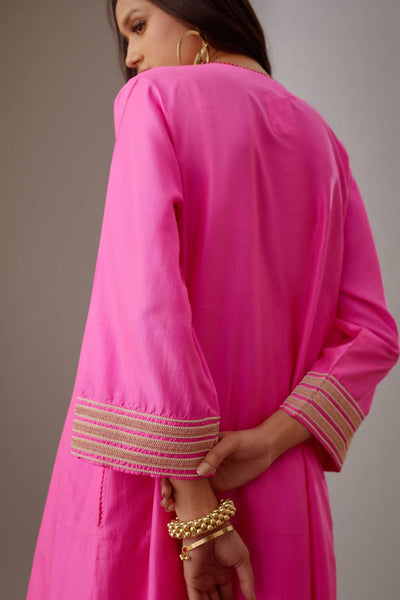 Pink Hand Embroidered Tunic Set - Indian Clothing in Denver, CO, Aurora, CO, Boulder, CO, Fort Collins, CO, Colorado Springs, CO, Parker, CO, Highlands Ranch, CO, Cherry Creek, CO, Centennial, CO, and Longmont, CO. Nationwide shipping USA - India Fashion X