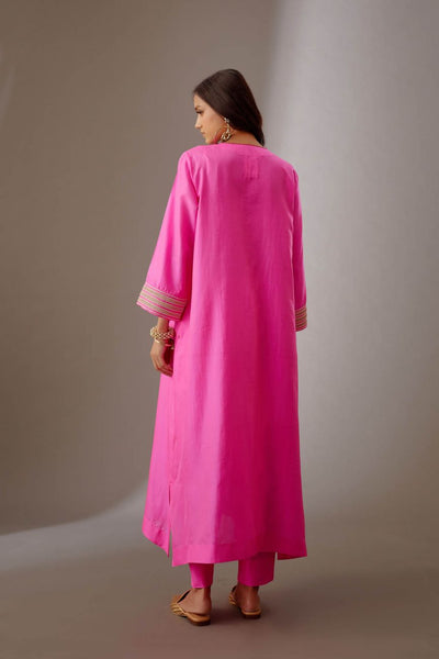 Pink Hand Embroidered Tunic Set - Indian Clothing in Denver, CO, Aurora, CO, Boulder, CO, Fort Collins, CO, Colorado Springs, CO, Parker, CO, Highlands Ranch, CO, Cherry Creek, CO, Centennial, CO, and Longmont, CO. Nationwide shipping USA - India Fashion X