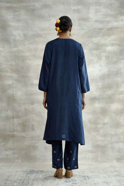 Navy Blue Silk Tunic Set - Indian Clothing in Denver, CO, Aurora, CO, Boulder, CO, Fort Collins, CO, Colorado Springs, CO, Parker, CO, Highlands Ranch, CO, Cherry Creek, CO, Centennial, CO, and Longmont, CO. Nationwide shipping USA - India Fashion X