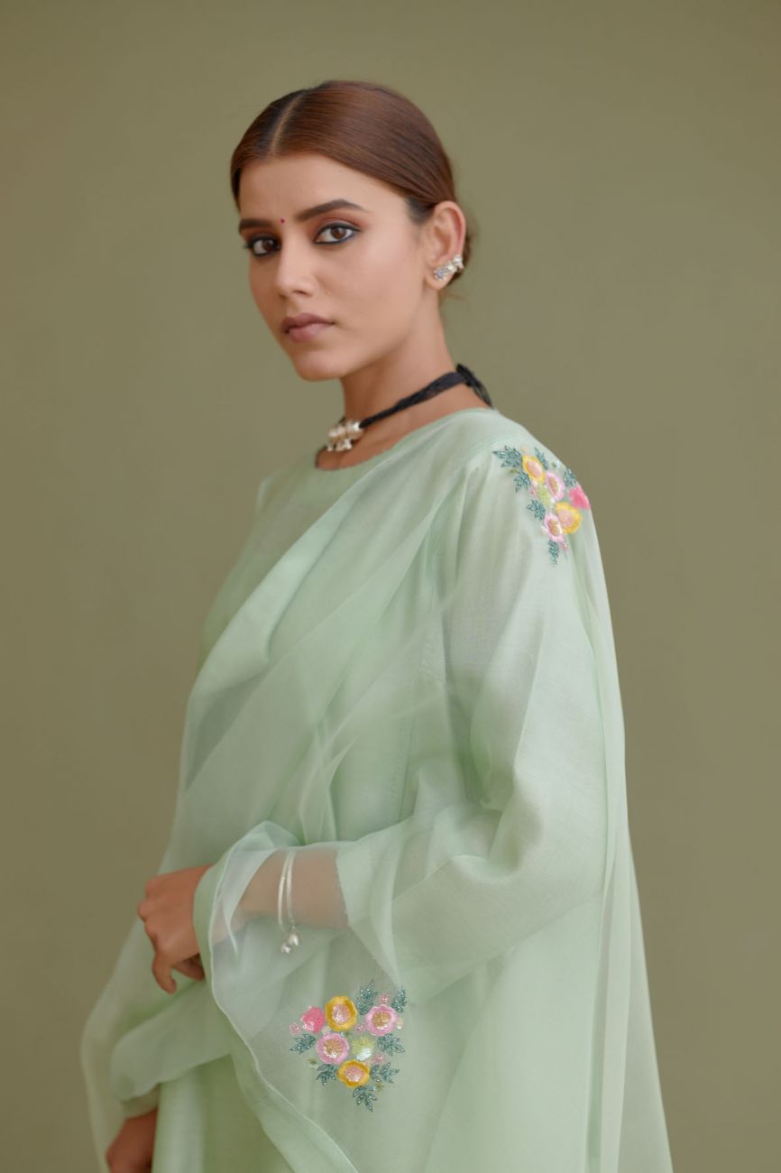 Mint Green Silk Tunic Set - Indian Clothing in Denver, CO, Aurora, CO, Boulder, CO, Fort Collins, CO, Colorado Springs, CO, Parker, CO, Highlands Ranch, CO, Cherry Creek, CO, Centennial, CO, and Longmont, CO. Nationwide shipping USA - India Fashion X