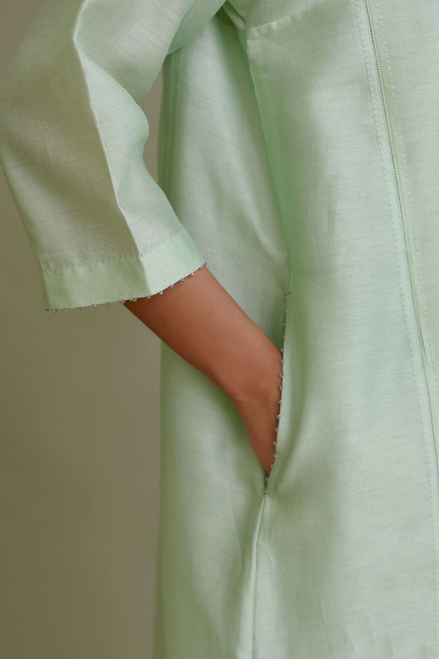 Mint Green Silk Tunic Set - Indian Clothing in Denver, CO, Aurora, CO, Boulder, CO, Fort Collins, CO, Colorado Springs, CO, Parker, CO, Highlands Ranch, CO, Cherry Creek, CO, Centennial, CO, and Longmont, CO. Nationwide shipping USA - India Fashion X