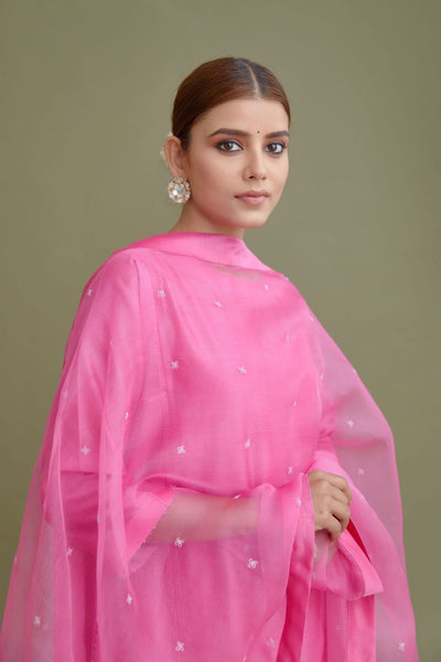 Rose Pink Silk Tunic Set - Indian Clothing in Denver, CO, Aurora, CO, Boulder, CO, Fort Collins, CO, Colorado Springs, CO, Parker, CO, Highlands Ranch, CO, Cherry Creek, CO, Centennial, CO, and Longmont, CO. Nationwide shipping USA - India Fashion X