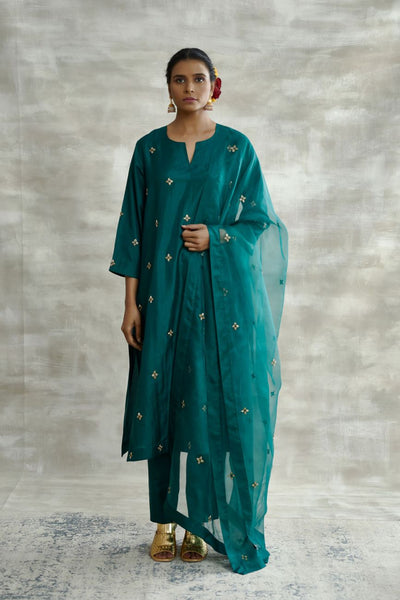 Turquoise Silk Tunic Set - Indian Clothing in Denver, CO, Aurora, CO, Boulder, CO, Fort Collins, CO, Colorado Springs, CO, Parker, CO, Highlands Ranch, CO, Cherry Creek, CO, Centennial, CO, and Longmont, CO. Nationwide shipping USA - India Fashion X