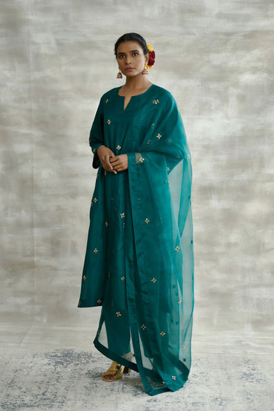 Turquoise Silk Tunic Set - Indian Clothing in Denver, CO, Aurora, CO, Boulder, CO, Fort Collins, CO, Colorado Springs, CO, Parker, CO, Highlands Ranch, CO, Cherry Creek, CO, Centennial, CO, and Longmont, CO. Nationwide shipping USA - India Fashion X