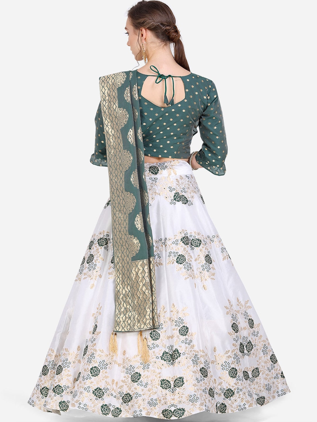 Green Printed Lehenga Set - Indian Clothing in Denver, CO, Aurora, CO, Boulder, CO, Fort Collins, CO, Colorado Springs, CO, Parker, CO, Highlands Ranch, CO, Cherry Creek, CO, Centennial, CO, and Longmont, CO. Nationwide shipping USA - India Fashion X
