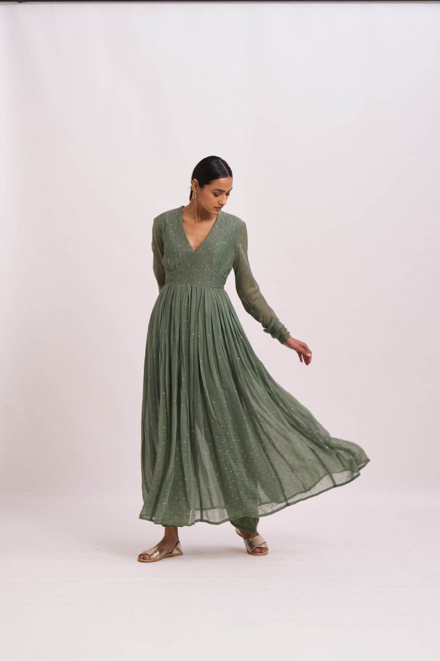 Leaf Green Anarkali - Indian Clothing in Denver, CO, Aurora, CO, Boulder, CO, Fort Collins, CO, Colorado Springs, CO, Parker, CO, Highlands Ranch, CO, Cherry Creek, CO, Centennial, CO, and Longmont, CO. Nationwide shipping USA - India Fashion X