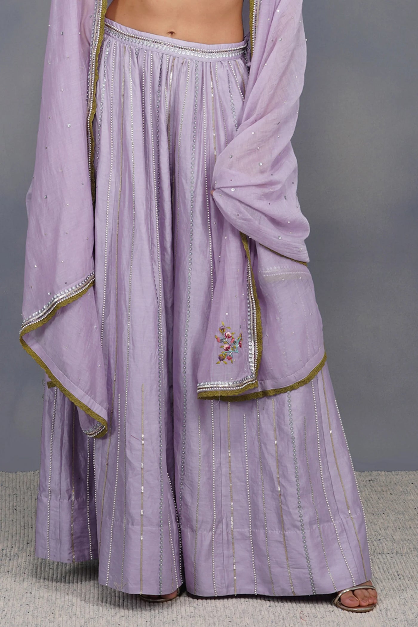 Purple Chanderi Sharara Set - Indian Clothing in Denver, CO, Aurora, CO, Boulder, CO, Fort Collins, CO, Colorado Springs, CO, Parker, CO, Highlands Ranch, CO, Cherry Creek, CO, Centennial, CO, and Longmont, CO. Nationwide shipping USA - India Fashion X