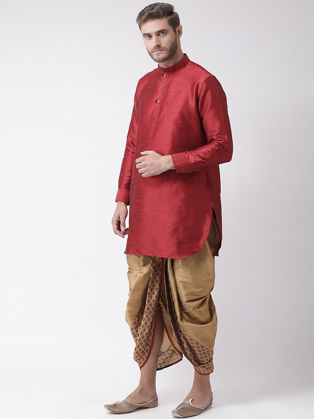 Shop Red Art Silk Dhoti Pant Online at Best Price | Cbazaar