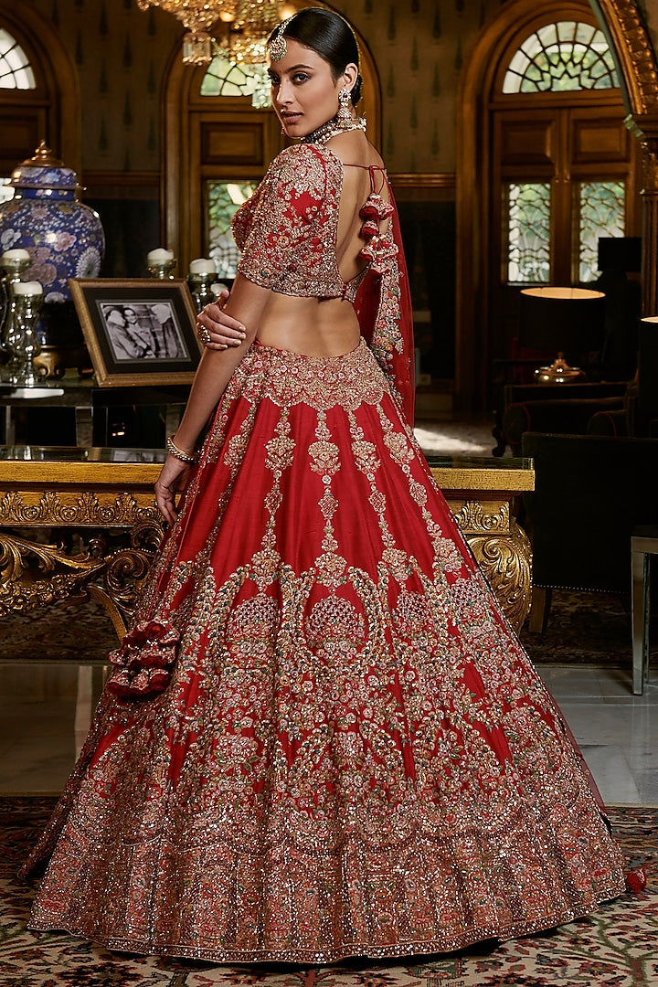 Maroon Bridal Lehenga Set - Indian Clothing in Denver, CO, Aurora, CO, Boulder, CO, Fort Collins, CO, Colorado Springs, CO, Parker, CO, Highlands Ranch, CO, Cherry Creek, CO, Centennial, CO, and Longmont, CO. Nationwide shipping USA - India Fashion X