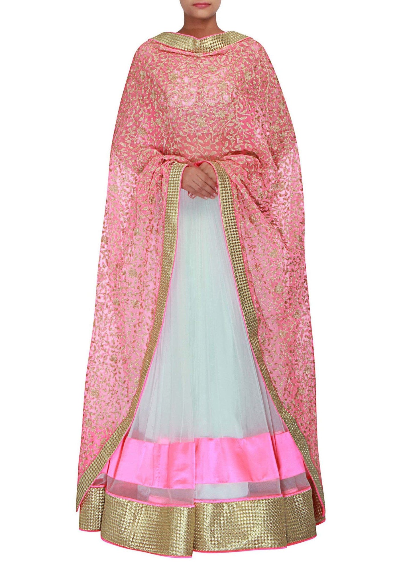 Pink and Magenta Net Lehenga - Indian Clothing in Denver, CO, Aurora, CO, Boulder, CO, Fort Collins, CO, Colorado Springs, CO, Parker, CO, Highlands Ranch, CO, Cherry Creek, CO, Centennial, CO, and Longmont, CO. Nationwide shipping USA - India Fashion X