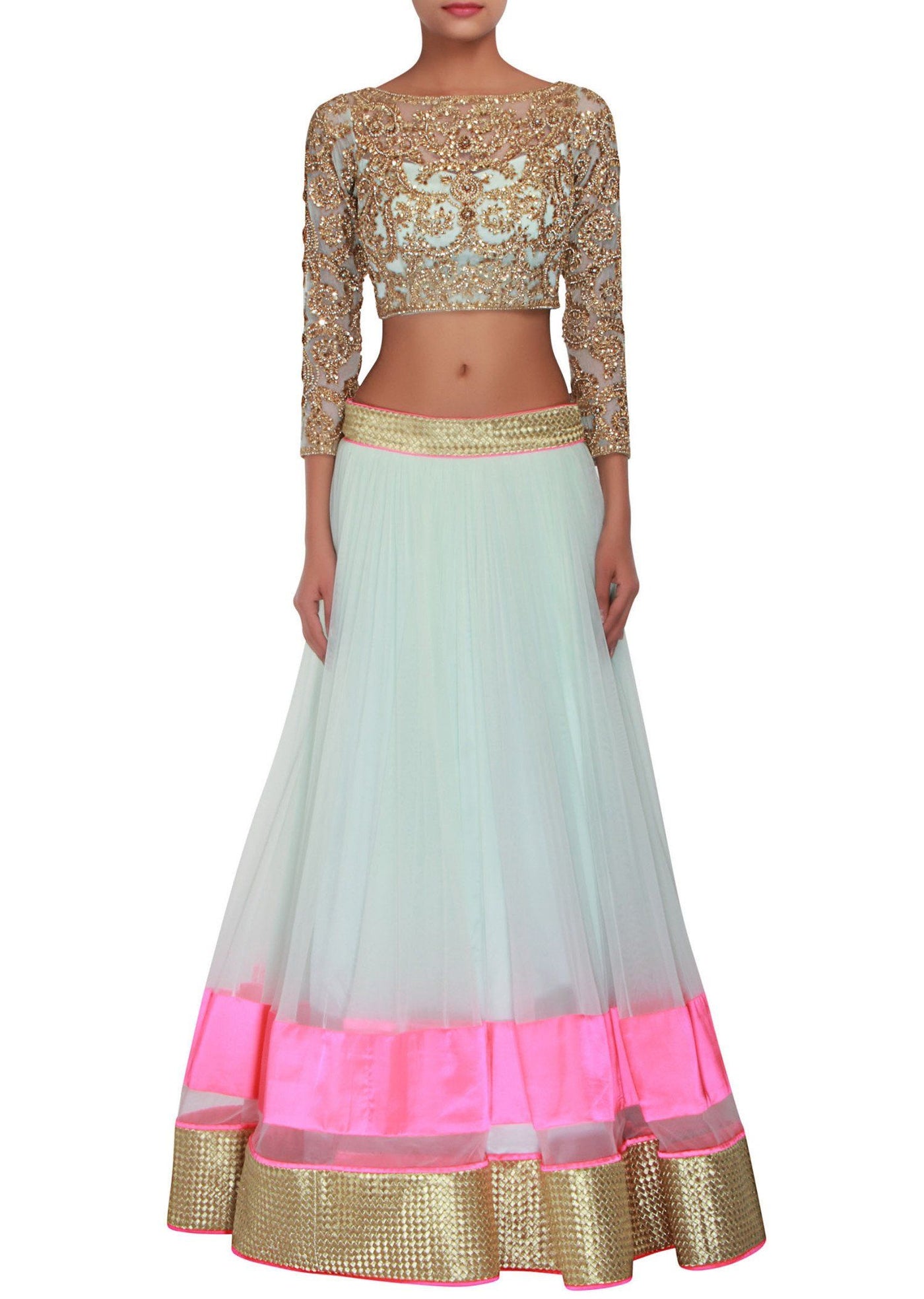 Pink and Magenta Net Lehenga - Indian Clothing in Denver, CO, Aurora, CO, Boulder, CO, Fort Collins, CO, Colorado Springs, CO, Parker, CO, Highlands Ranch, CO, Cherry Creek, CO, Centennial, CO, and Longmont, CO. Nationwide shipping USA - India Fashion X