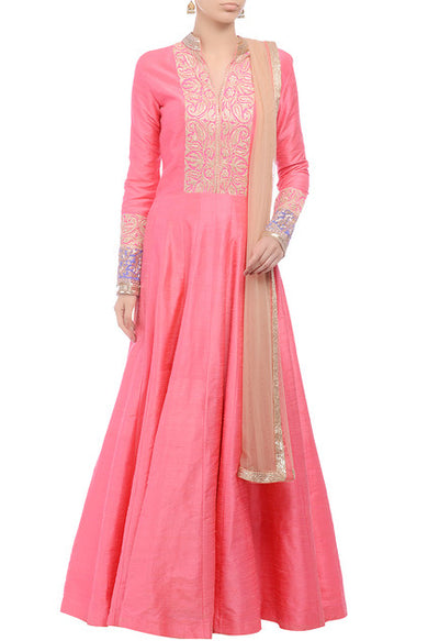 Pink tilla anarkali set - Indian Clothing in Denver, CO, Aurora, CO, Boulder, CO, Fort Collins, CO, Colorado Springs, CO, Parker, CO, Highlands Ranch, CO, Cherry Creek, CO, Centennial, CO, and Longmont, CO. Nationwide shipping USA - India Fashion X