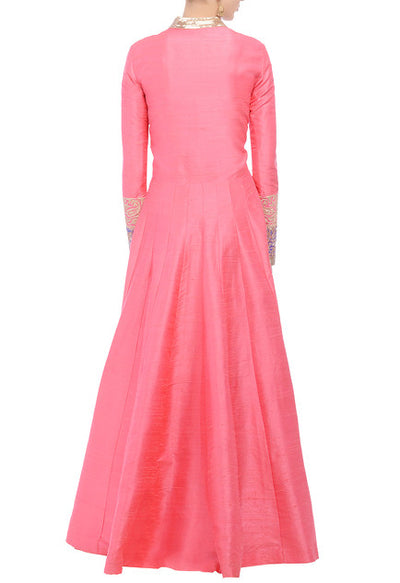 Pink tilla anarkali set - Indian Clothing in Denver, CO, Aurora, CO, Boulder, CO, Fort Collins, CO, Colorado Springs, CO, Parker, CO, Highlands Ranch, CO, Cherry Creek, CO, Centennial, CO, and Longmont, CO. Nationwide shipping USA - India Fashion X