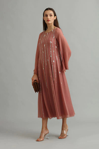 Muted Pink Folk Line Kaftan Indian Clothing in Denver, CO, Aurora, CO, Boulder, CO, Fort Collins, CO, Colorado Springs, CO, Parker, CO, Highlands Ranch, CO, Cherry Creek, CO, Centennial, CO, and Longmont, CO. NATIONWIDE SHIPPING USA- India Fashion X