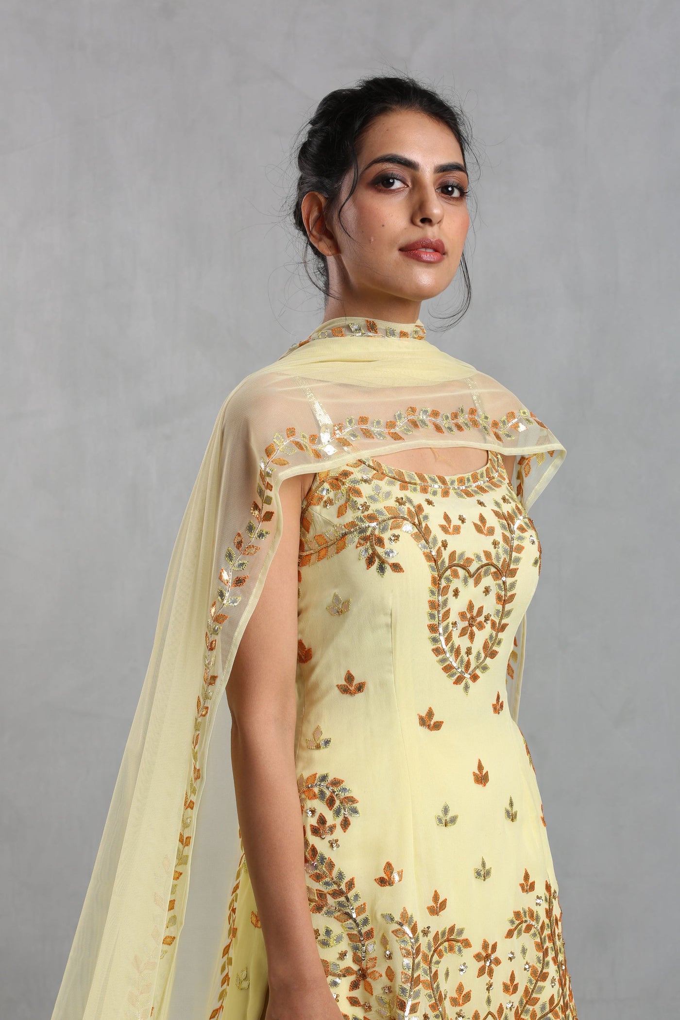 Yellow Sharara Set - Indian Clothing in Denver, CO, Aurora, CO, Boulder, CO, Fort Collins, CO, Colorado Springs, CO, Parker, CO, Highlands Ranch, CO, Cherry Creek, CO, Centennial, CO, and Longmont, CO. Nationwide shipping USA - India Fashion X