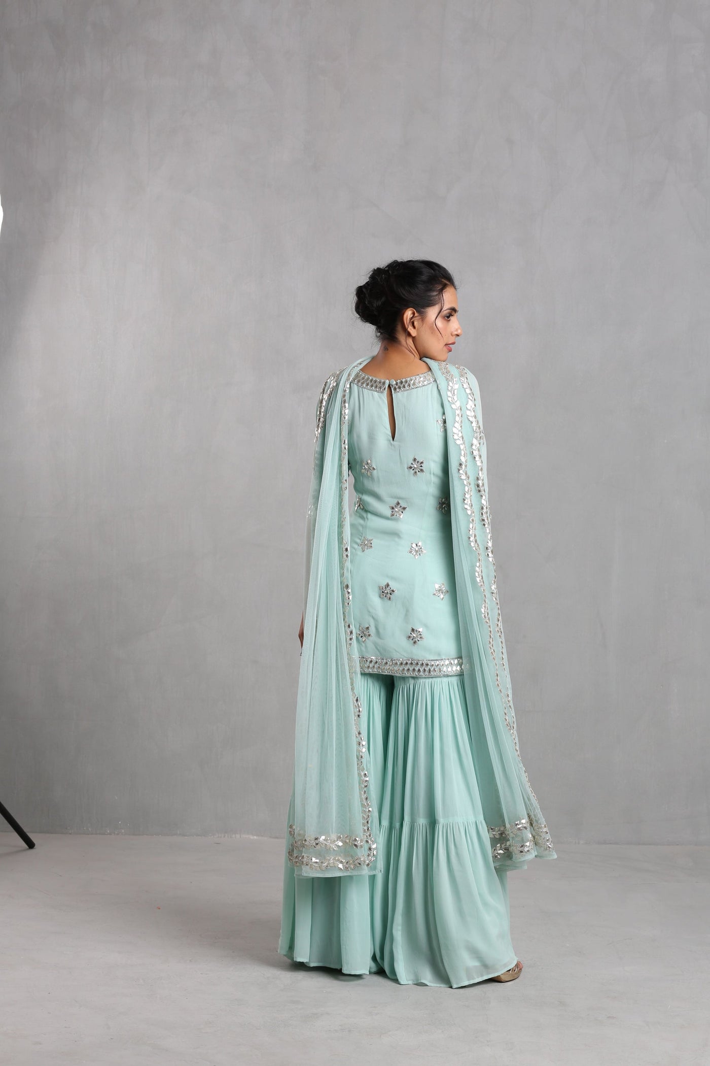 Aqua Blue Sharara Set Indian Clothing in Denver, CO, Aurora, CO, Boulder, CO, Fort Collins, CO, Colorado Springs, CO, Parker, CO, Highlands Ranch, CO, Cherry Creek, CO, Centennial, CO, and Longmont, CO. NATIONWIDE SHIPPING USA- India Fashion X