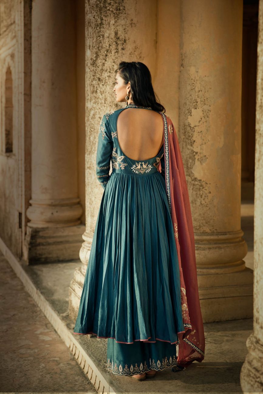 Turquoise Blue Anarkali Set - Indian Clothing in Denver, CO, Aurora, CO, Boulder, CO, Fort Collins, CO, Colorado Springs, CO, Parker, CO, Highlands Ranch, CO, Cherry Creek, CO, Centennial, CO, and Longmont, CO. Nationwide shipping USA - India Fashion X
