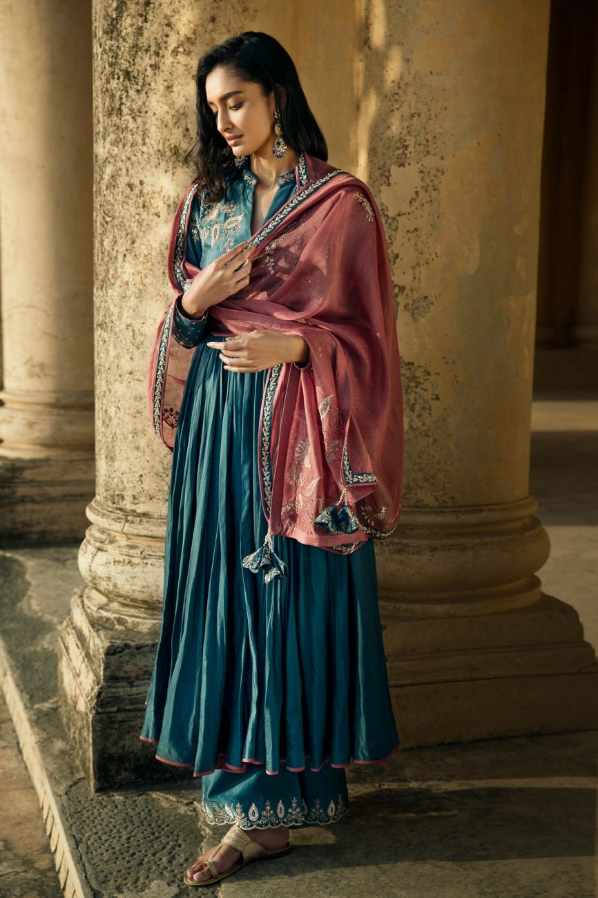 Turquoise Blue Anarkali Set - Indian Clothing in Denver, CO, Aurora, CO, Boulder, CO, Fort Collins, CO, Colorado Springs, CO, Parker, CO, Highlands Ranch, CO, Cherry Creek, CO, Centennial, CO, and Longmont, CO. Nationwide shipping USA - India Fashion X