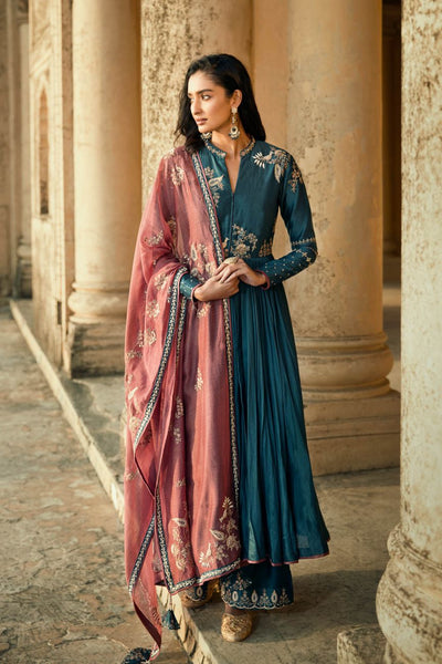 Turquoise Blue Anarkali Set - Indian Clothing in Denver, CO, Aurora, CO, Boulder, CO, Fort Collins, CO, Colorado Springs, CO, Parker, CO, Highlands Ranch, CO, Cherry Creek, CO, Centennial, CO, and Longmont, CO. Nationwide shipping USA - India Fashion X