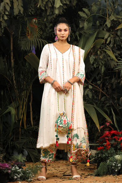 White Tropical Kalidar Anarkali Indian Clothing in Denver, CO, Aurora, CO, Boulder, CO, Fort Collins, CO, Colorado Springs, CO, Parker, CO, Highlands Ranch, CO, Cherry Creek, CO, Centennial, CO, and Longmont, CO. NATIONWIDE SHIPPING USA- India Fashion X
