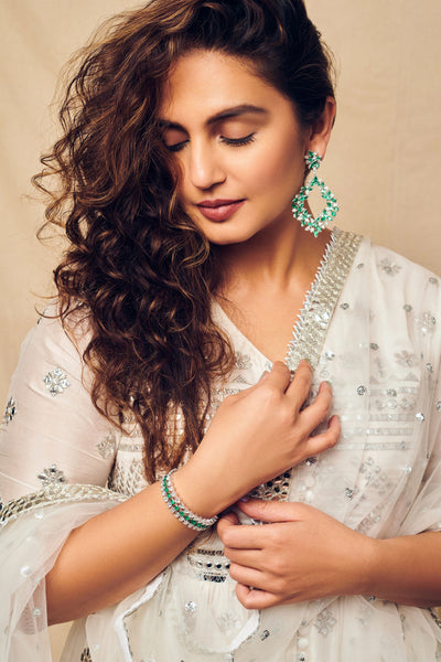 Tiered Ivory Anarkali Set - Indian Clothing in Denver, CO, Aurora, CO, Boulder, CO, Fort Collins, CO, Colorado Springs, CO, Parker, CO, Highlands Ranch, CO, Cherry Creek, CO, Centennial, CO, and Longmont, CO. Nationwide shipping USA - India Fashion X