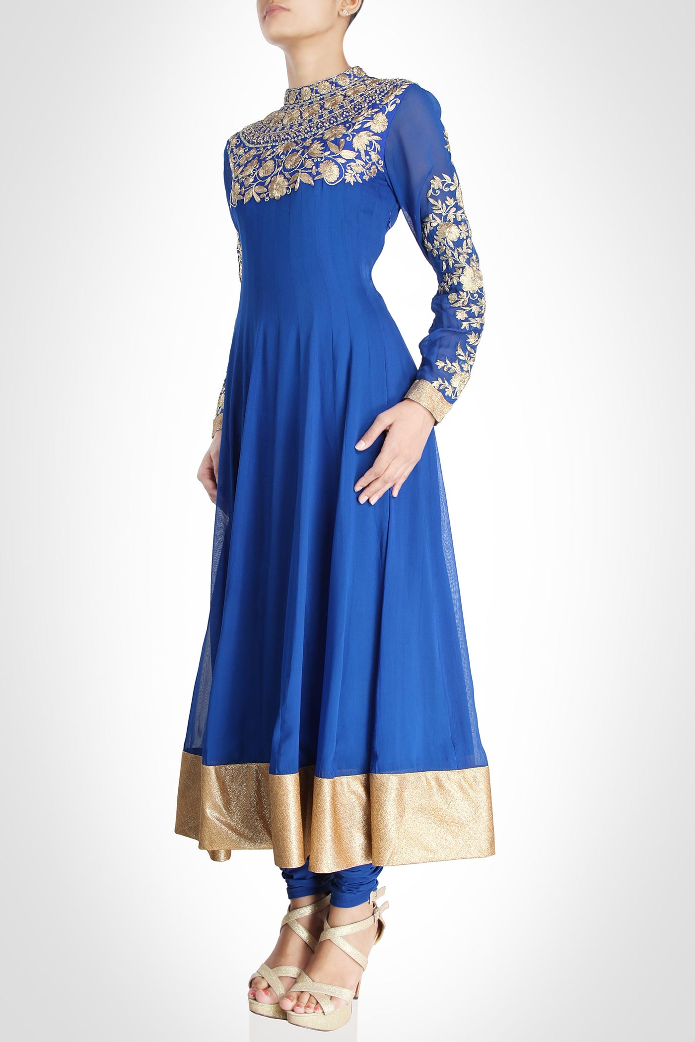 Gota Saini Anarkali: Blue Indian Clothing in Denver, CO, Aurora, CO, Boulder, CO, Fort Collins, CO, Colorado Springs, CO, Parker, CO, Highlands Ranch, CO, Cherry Creek, CO, Centennial, CO, and Longmont, CO. NATIONWIDE SHIPPING USA- India Fashion X