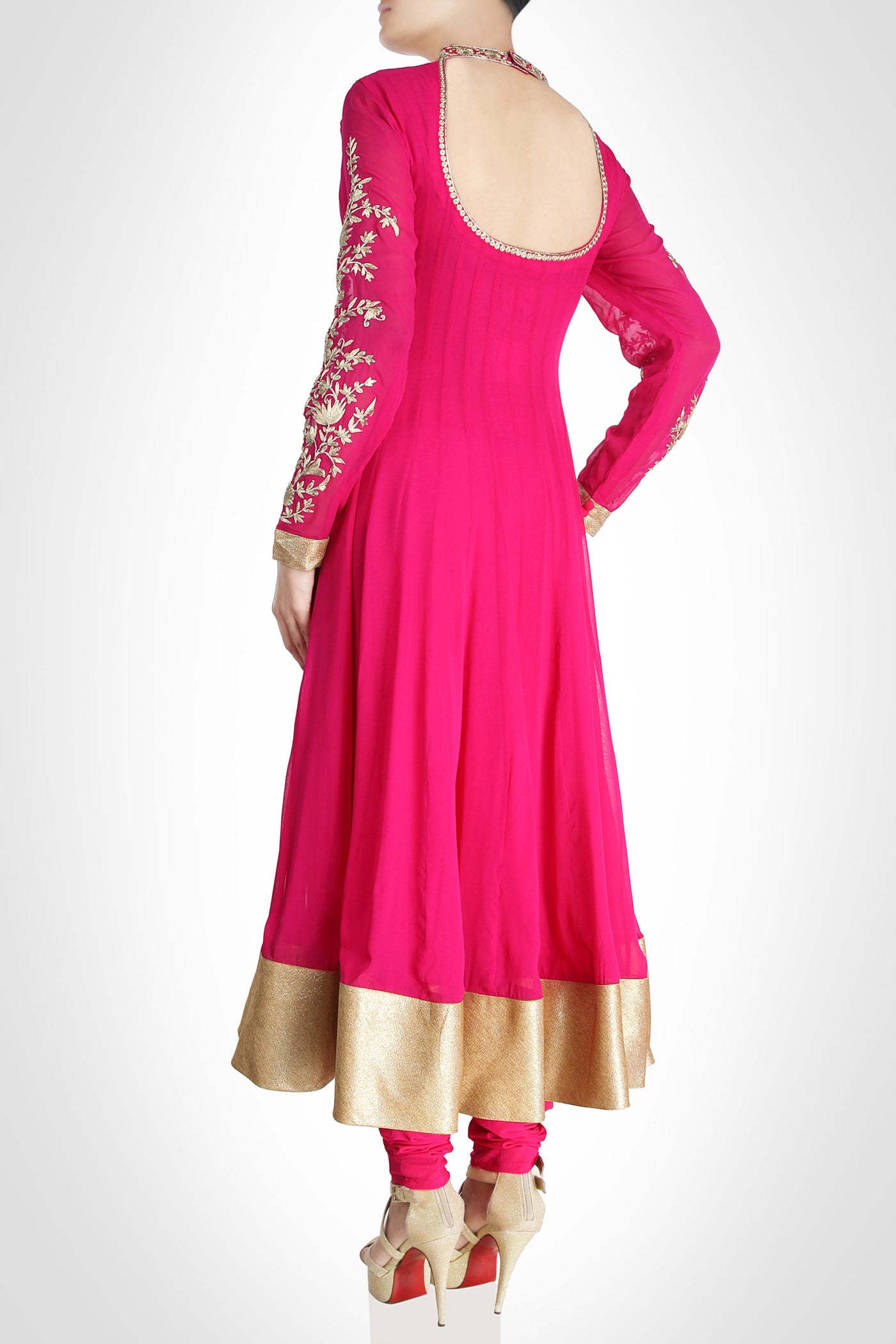 GOTA SAINI ANARKALI COLLECTION: PINK - Indian Clothing in Denver, CO, Aurora, CO, Boulder, CO, Fort Collins, CO, Colorado Springs, CO, Parker, CO, Highlands Ranch, CO, Cherry Creek, CO, Centennial, CO, and Longmont, CO. Nationwide shipping USA - India Fashion X