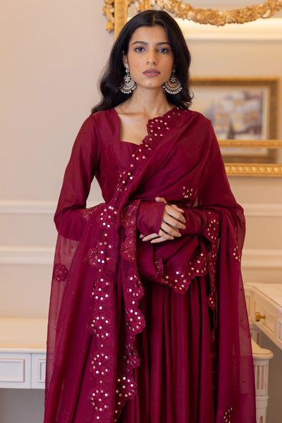 Wine Cotton Silk Anarkali Set Indian Clothing in Denver, CO, Aurora, CO, Boulder, CO, Fort Collins, CO, Colorado Springs, CO, Parker, CO, Highlands Ranch, CO, Cherry Creek, CO, Centennial, CO, and Longmont, CO. NATIONWIDE SHIPPING USA- India Fashion X