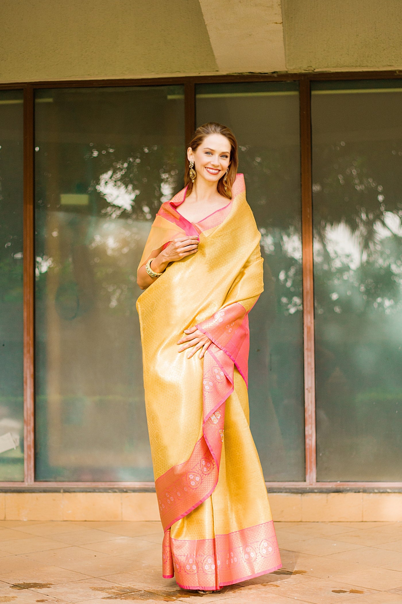 Canary Yellow Banarasi Saree Indian Clothing in Denver, CO, Aurora, CO, Boulder, CO, Fort Collins, CO, Colorado Springs, CO, Parker, CO, Highlands Ranch, CO, Cherry Creek, CO, Centennial, CO, and Longmont, CO. NATIONWIDE SHIPPING USA- India Fashion X