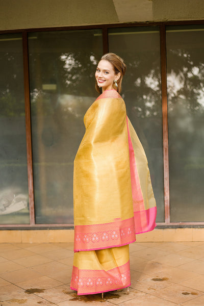 Canary Yellow Banarasi Saree Indian Clothing in Denver, CO, Aurora, CO, Boulder, CO, Fort Collins, CO, Colorado Springs, CO, Parker, CO, Highlands Ranch, CO, Cherry Creek, CO, Centennial, CO, and Longmont, CO. NATIONWIDE SHIPPING USA- India Fashion X