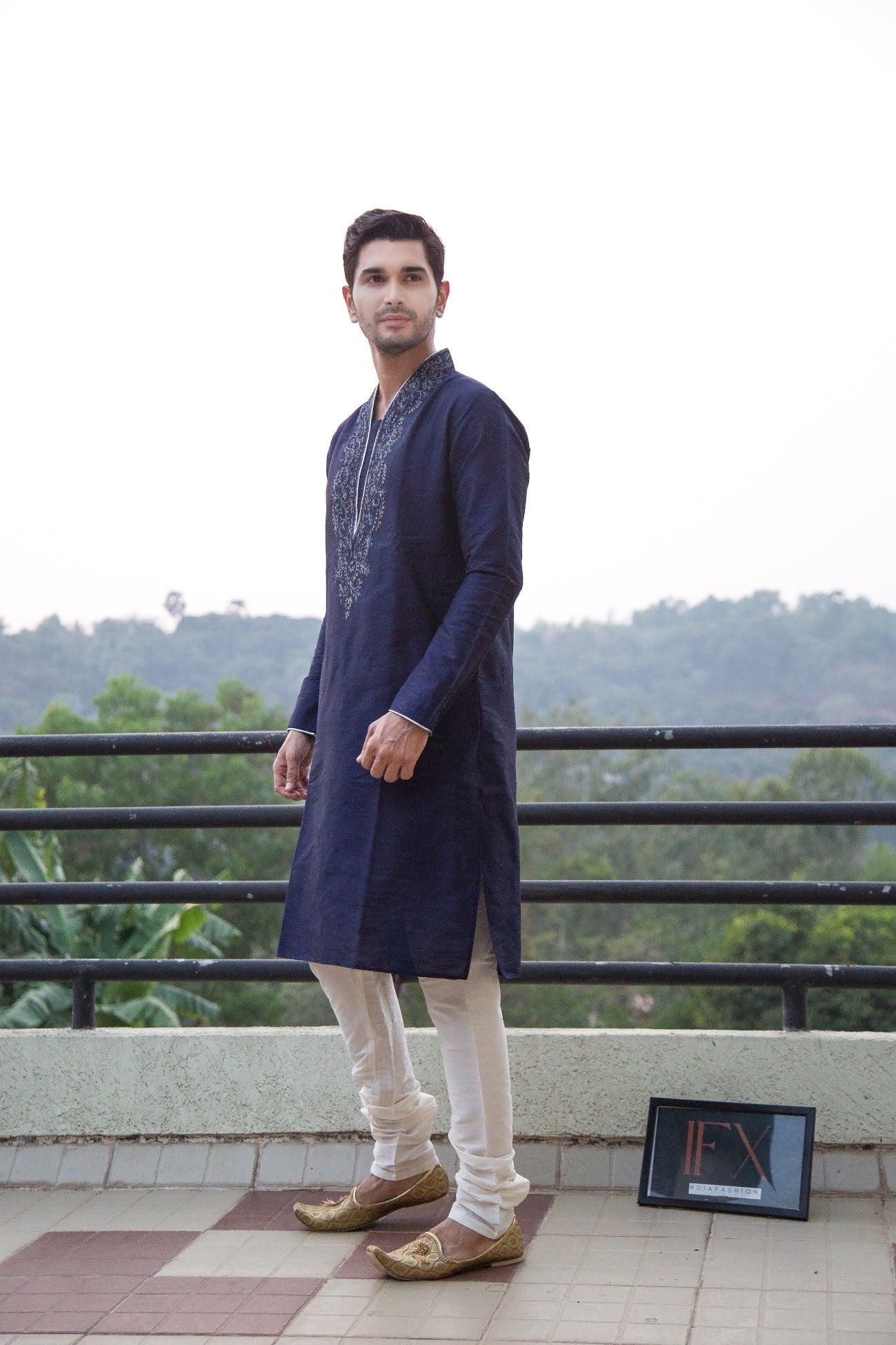 Navy Blue Buttonless Kurta Set Indian Clothing in Denver, CO, Aurora, CO, Boulder, CO, Fort Collins, CO, Colorado Springs, CO, Parker, CO, Highlands Ranch, CO, Cherry Creek, CO, Centennial, CO, and Longmont, CO. NATIONWIDE SHIPPING USA- India Fashion X