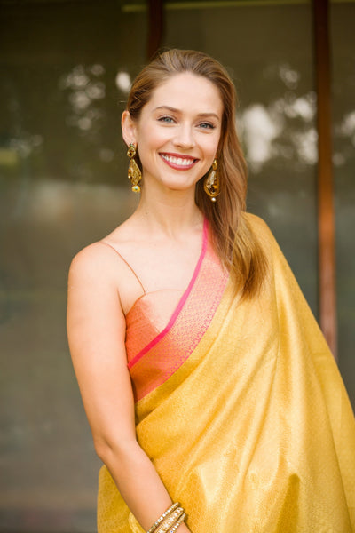 Canary Yellow Banarasi Saree Indian Clothing in Denver, CO, Aurora, CO, Boulder, CO, Fort Collins, CO, Colorado Springs, CO, Parker, CO, Highlands Ranch, CO, Cherry Creek, CO, Centennial, CO, and Longmont, CO. NATIONWIDE SHIPPING USA- India Fashion X