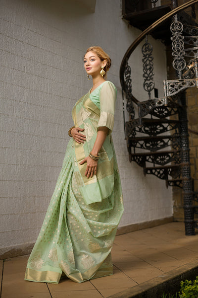 Light Green Banarasi Saree Indian Clothing in Denver, CO, Aurora, CO, Boulder, CO, Fort Collins, CO, Colorado Springs, CO, Parker, CO, Highlands Ranch, CO, Cherry Creek, CO, Centennial, CO, and Longmont, CO. NATIONWIDE SHIPPING USA- India Fashion X