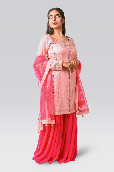 Mirror Me Sharara Suit - Indian Clothing in Denver, CO, Aurora, CO, Boulder, CO, Fort Collins, CO, Colorado Springs, CO, Parker, CO, Highlands Ranch, CO, Cherry Creek, CO, Centennial, CO, and Longmont, CO. Nationwide shipping USA - India Fashion X