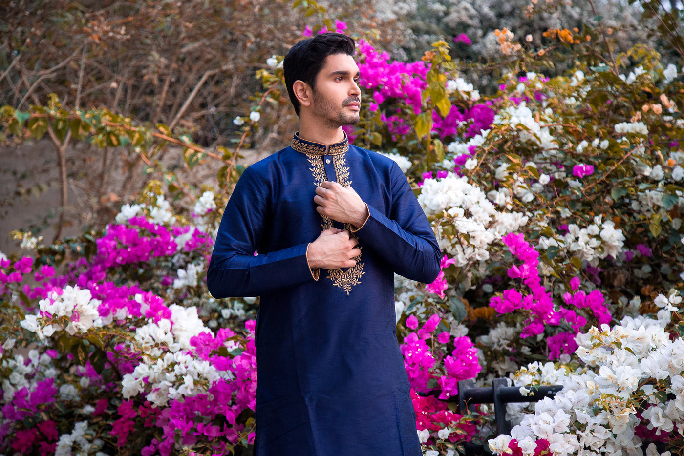 Navy Embroidered Kurta Set Indian Clothing in Denver, CO, Aurora, CO, Boulder, CO, Fort Collins, CO, Colorado Springs, CO, Parker, CO, Highlands Ranch, CO, Cherry Creek, CO, Centennial, CO, and Longmont, CO. NATIONWIDE SHIPPING USA- India Fashion X