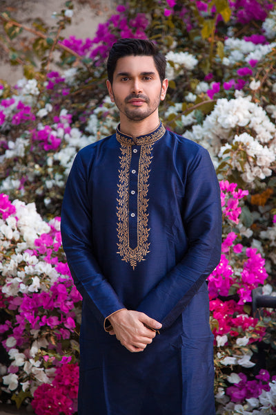 Navy Embroidered Kurta Set Indian Clothing in Denver, CO, Aurora, CO, Boulder, CO, Fort Collins, CO, Colorado Springs, CO, Parker, CO, Highlands Ranch, CO, Cherry Creek, CO, Centennial, CO, and Longmont, CO. NATIONWIDE SHIPPING USA- India Fashion X