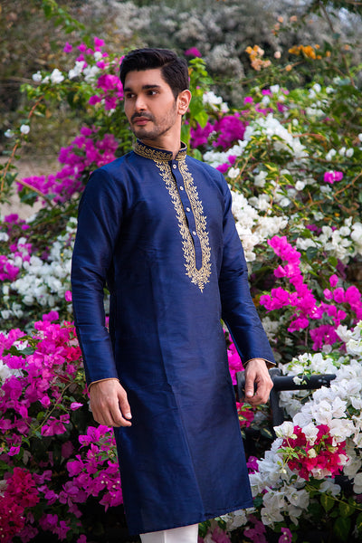Navy Embroidered Kurta Set Indian Clothing in Denver, CO, Aurora, CO, Boulder, CO, Fort Collins, CO, Colorado Springs, CO, Parker, CO, Highlands Ranch, CO, Cherry Creek, CO, Centennial, CO, and Longmont, CO. NATIONWIDE SHIPPING USA- India Fashion X