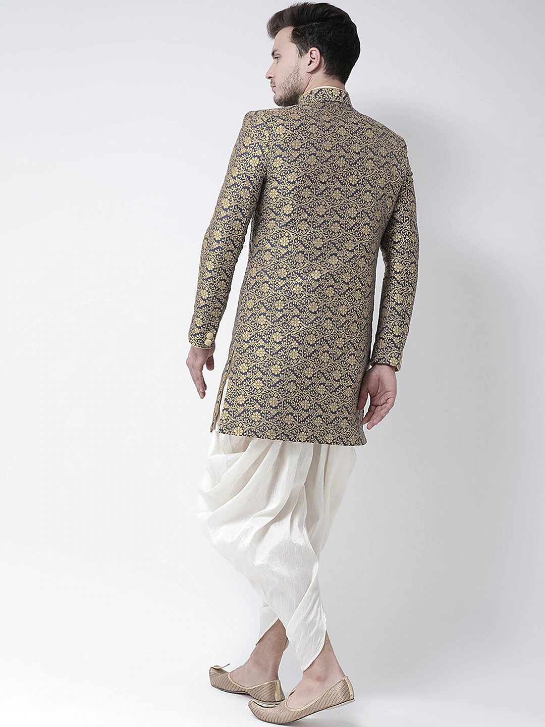 Navy Floral Woven Sherwani Indian Clothing in Denver, CO, Aurora, CO, Boulder, CO, Fort Collins, CO, Colorado Springs, CO, Parker, CO, Highlands Ranch, CO, Cherry Creek, CO, Centennial, CO, and Longmont, CO. NATIONWIDE SHIPPING USA- India Fashion X