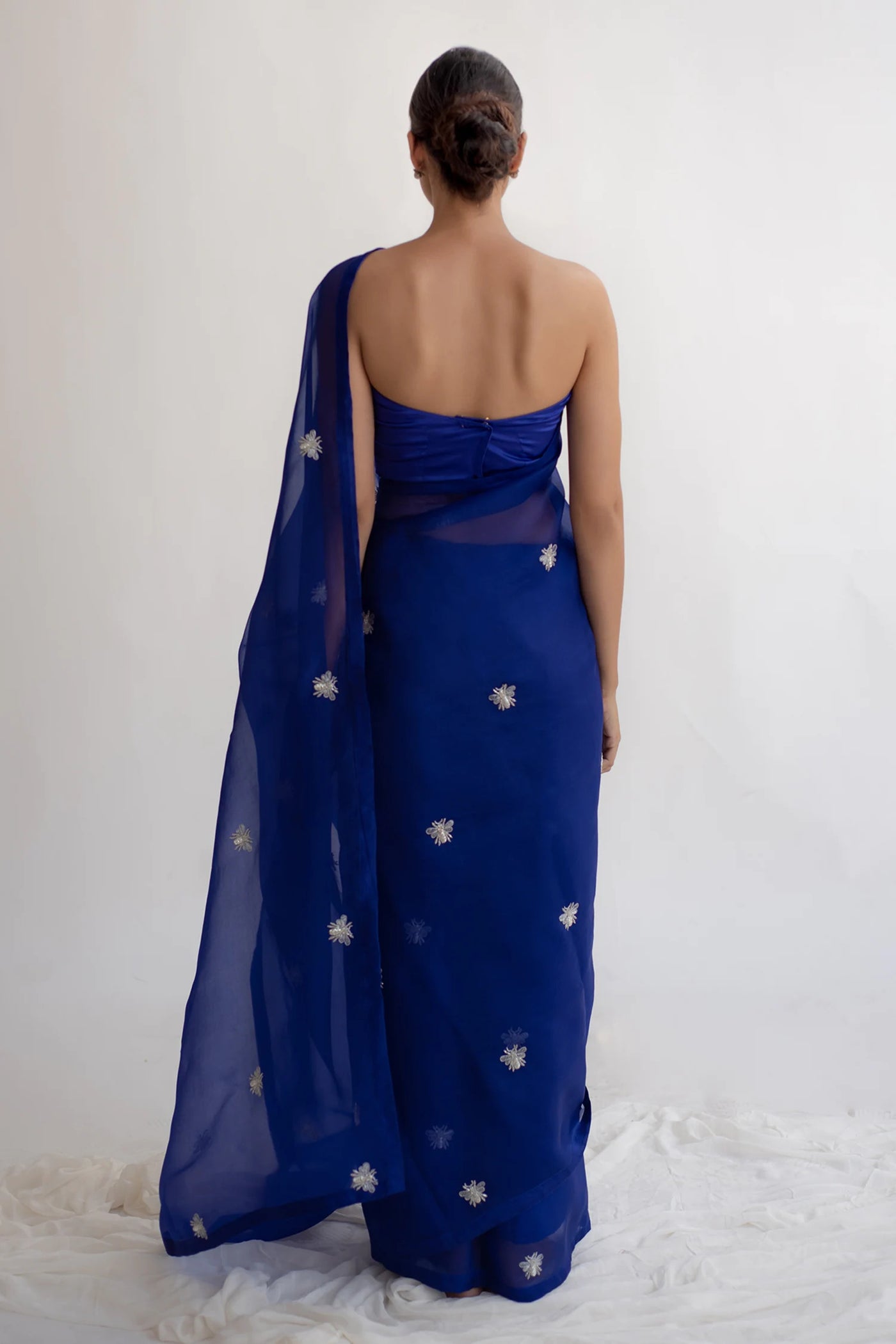 Bee Zardosi Saree - Royal Blue - Indian Clothing in Denver, CO, Aurora, CO, Boulder, CO, Fort Collins, CO, Colorado Springs, CO, Parker, CO, Highlands Ranch, CO, Cherry Creek, CO, Centennial, CO, and Longmont, CO. Nationwide shipping USA - India Fashion X