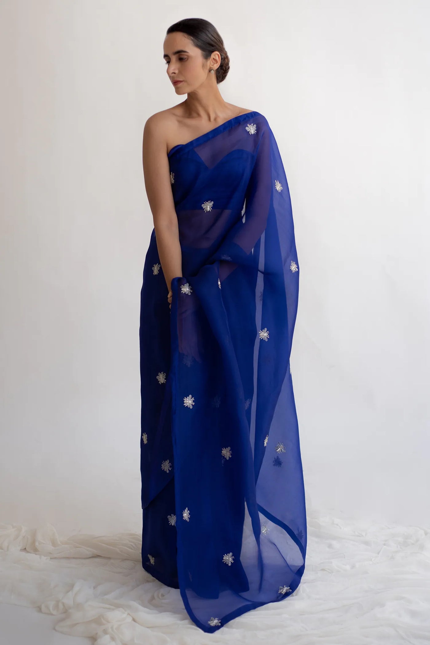 Bee Zardosi Saree - Royal Blue - Indian Clothing in Denver, CO, Aurora, CO, Boulder, CO, Fort Collins, CO, Colorado Springs, CO, Parker, CO, Highlands Ranch, CO, Cherry Creek, CO, Centennial, CO, and Longmont, CO. Nationwide shipping USA - India Fashion X