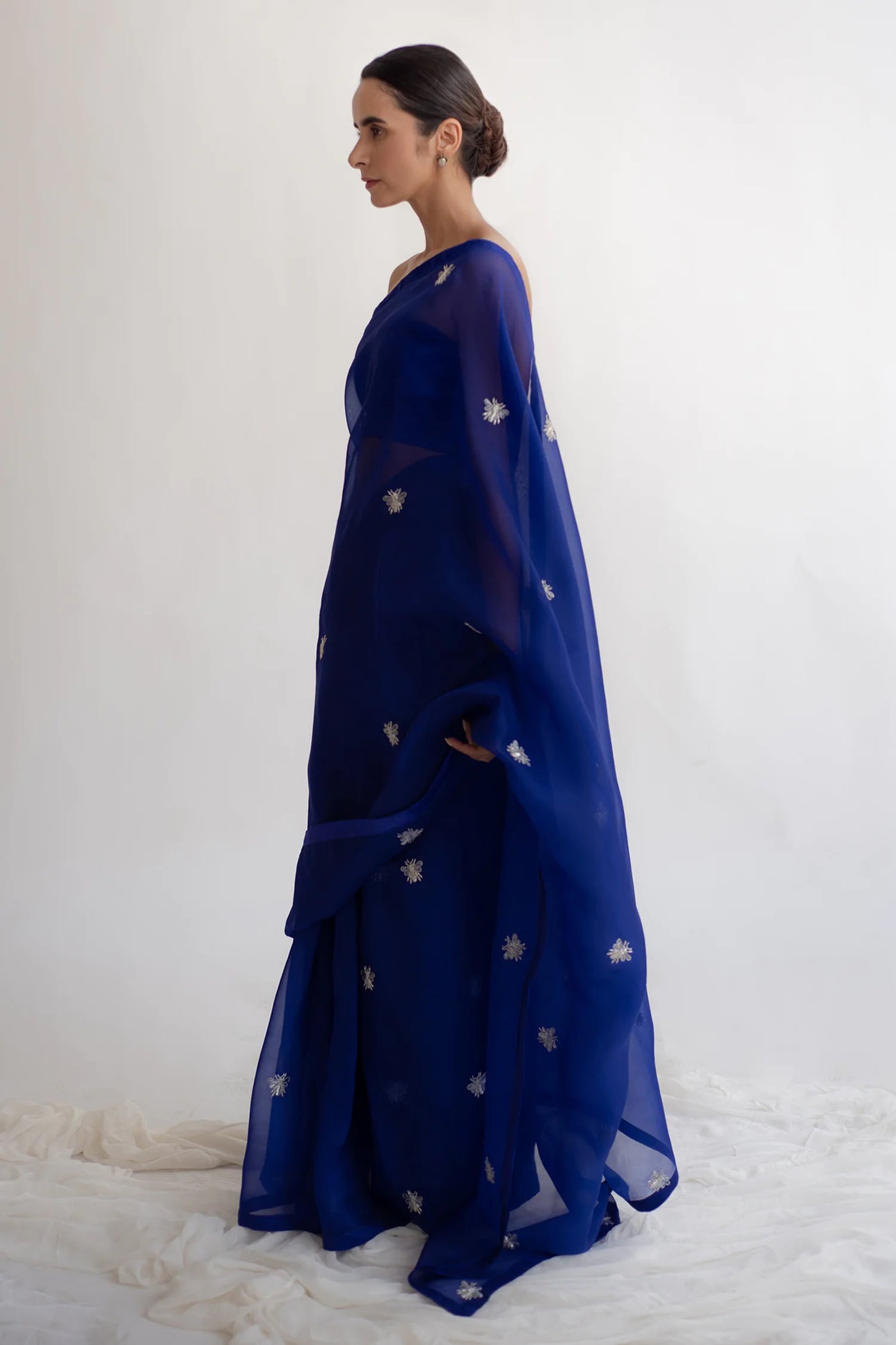 Bee Zardosi Saree - Royal Blue - Indian Clothing in Denver, CO, Aurora, CO, Boulder, CO, Fort Collins, CO, Colorado Springs, CO, Parker, CO, Highlands Ranch, CO, Cherry Creek, CO, Centennial, CO, and Longmont, CO. Nationwide shipping USA - India Fashion X