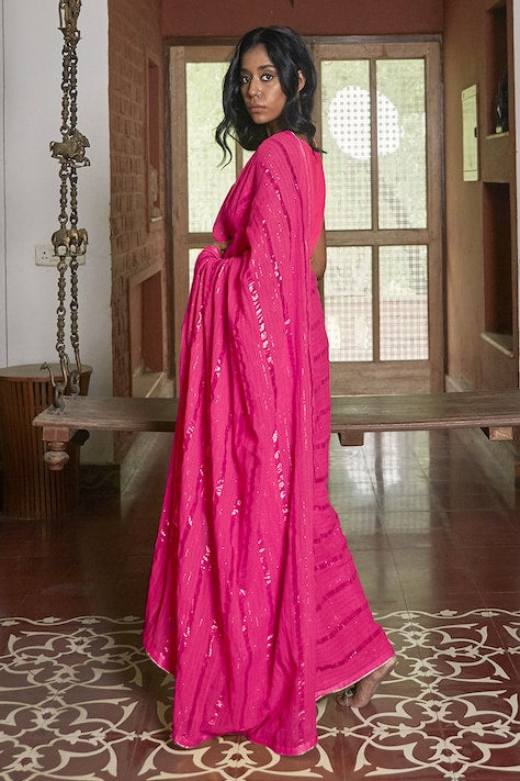 Pink Organic Dyed Saree - Indian Clothing in Denver, CO, Aurora, CO, Boulder, CO, Fort Collins, CO, Colorado Springs, CO, Parker, CO, Highlands Ranch, CO, Cherry Creek, CO, Centennial, CO, and Longmont, CO. Nationwide shipping USA - India Fashion X